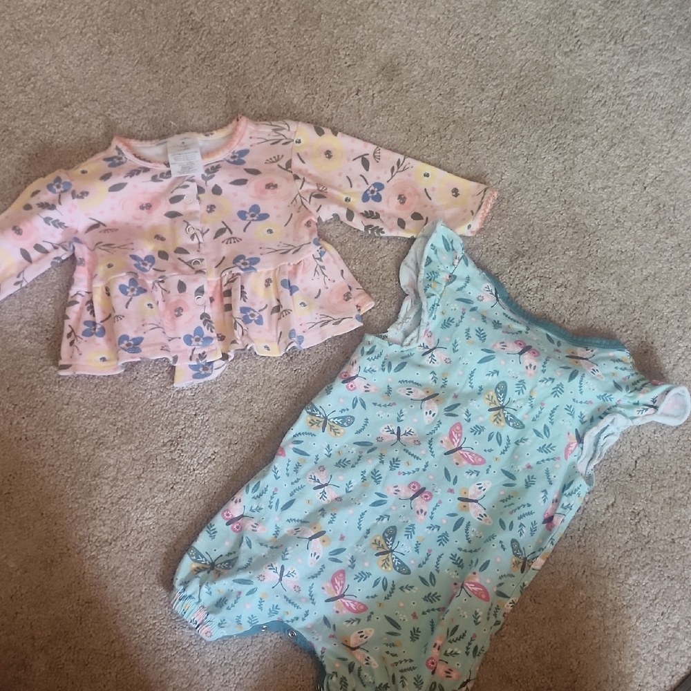 Floral Baby Outfit Set in Pink and Blue